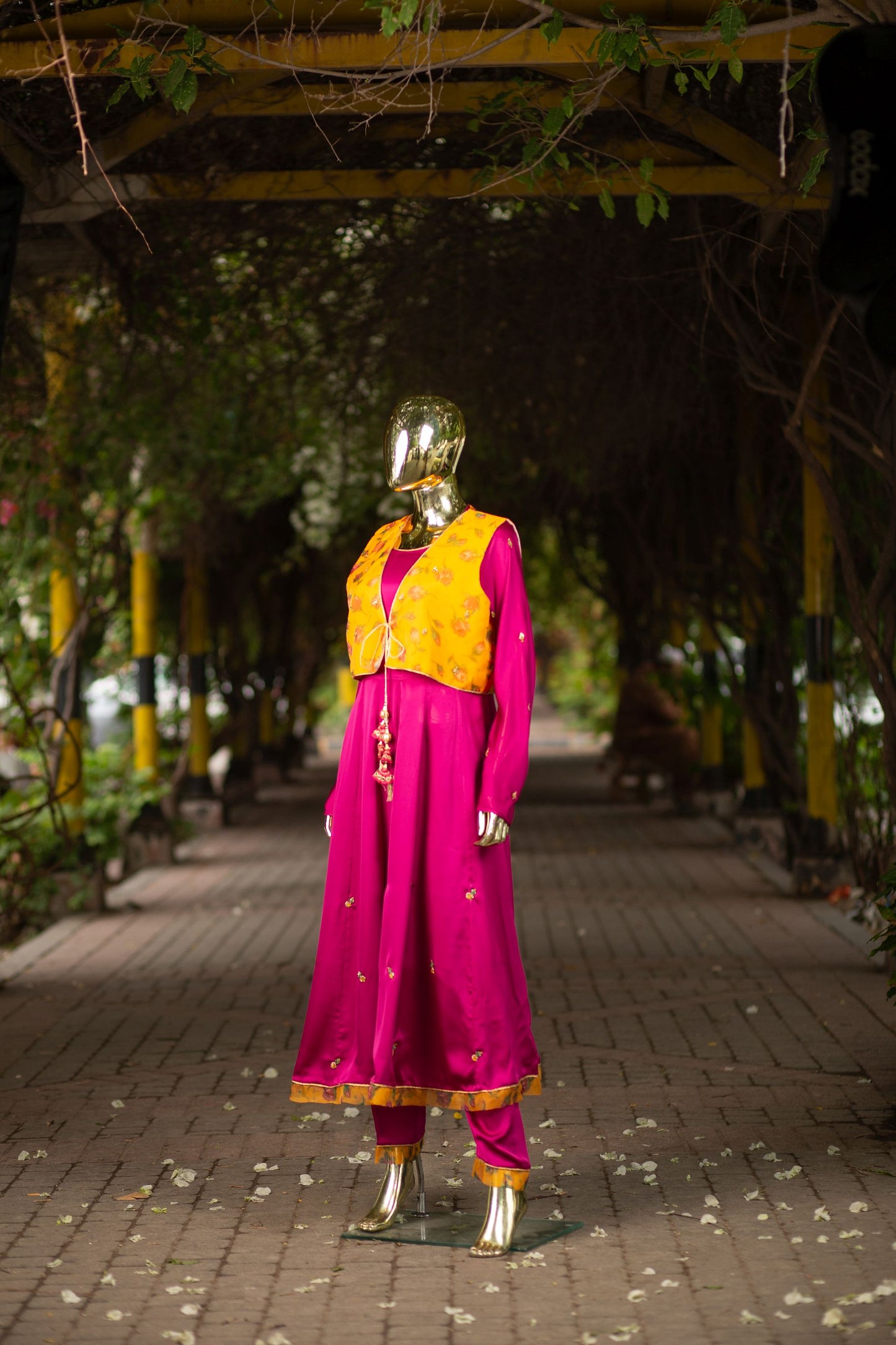 Desi Kurri Frock (Mustard/Magenta 2 Piece)