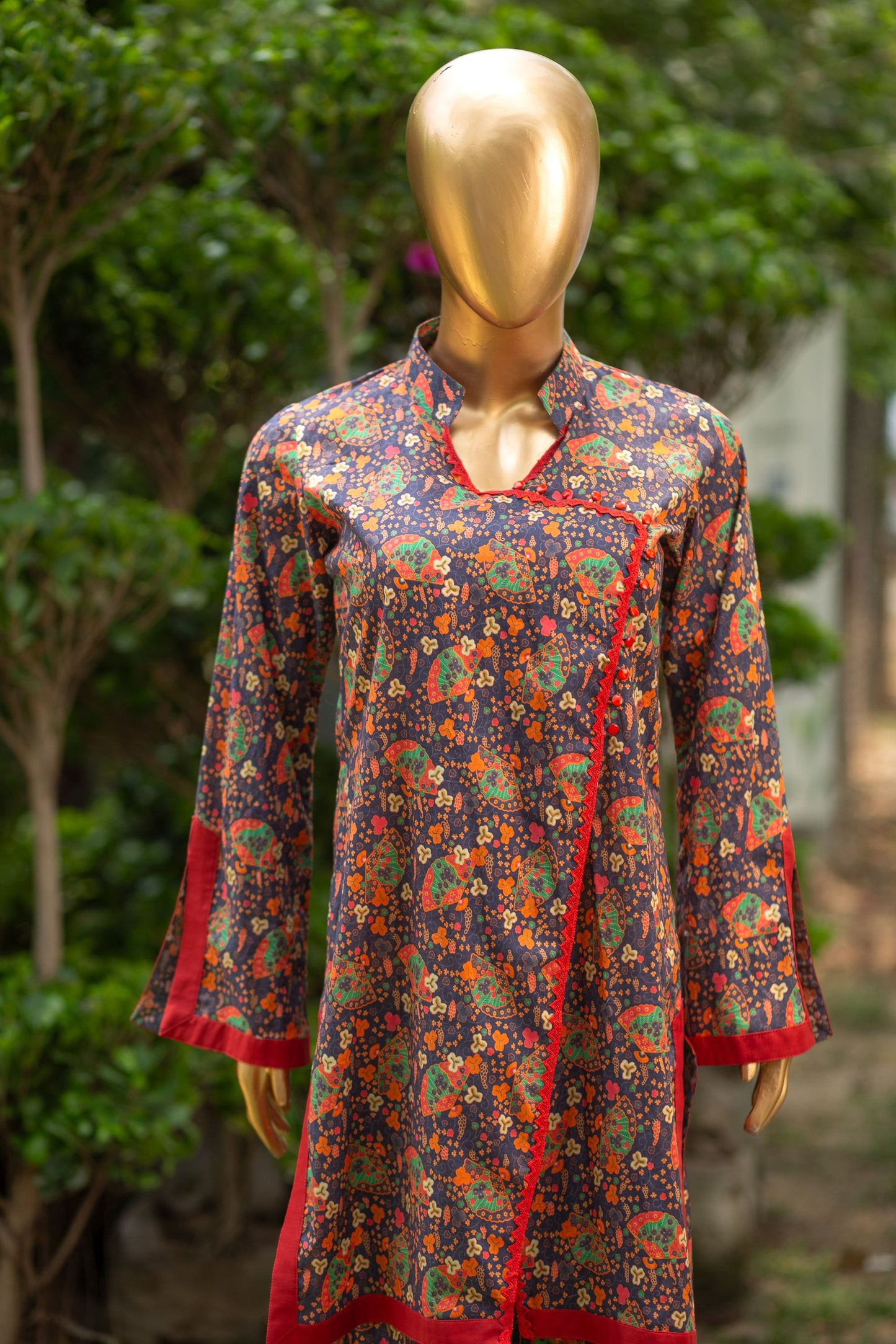 Red Orient 2 Piece Lawn Suit