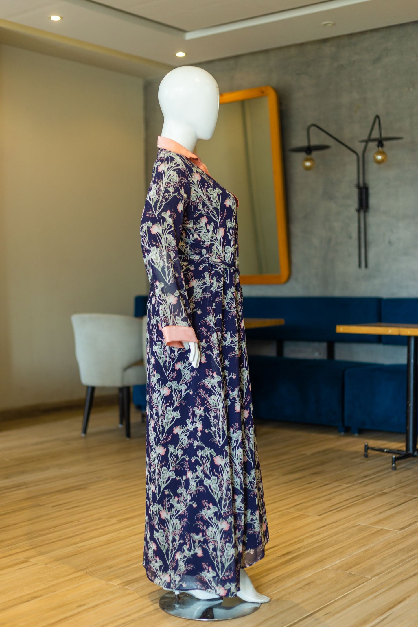 Navy Blue Floral Duster