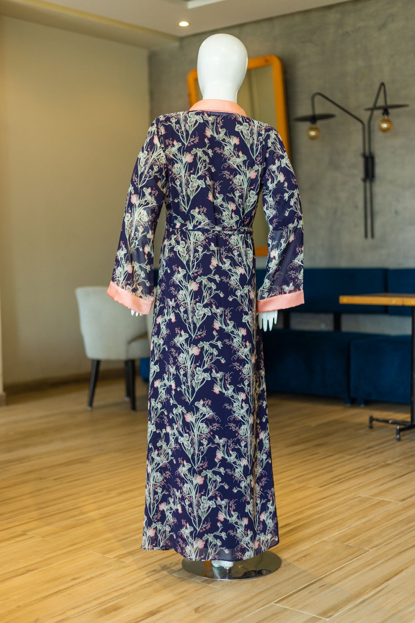 Navy Blue Floral Duster