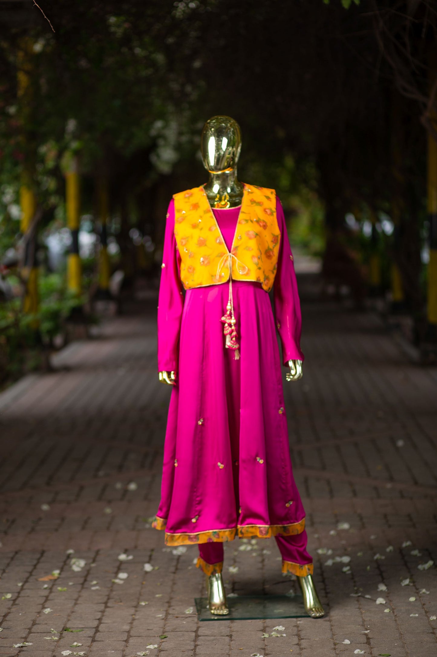 Desi Kurri Frock (Mustard/Magenta 2 Piece)