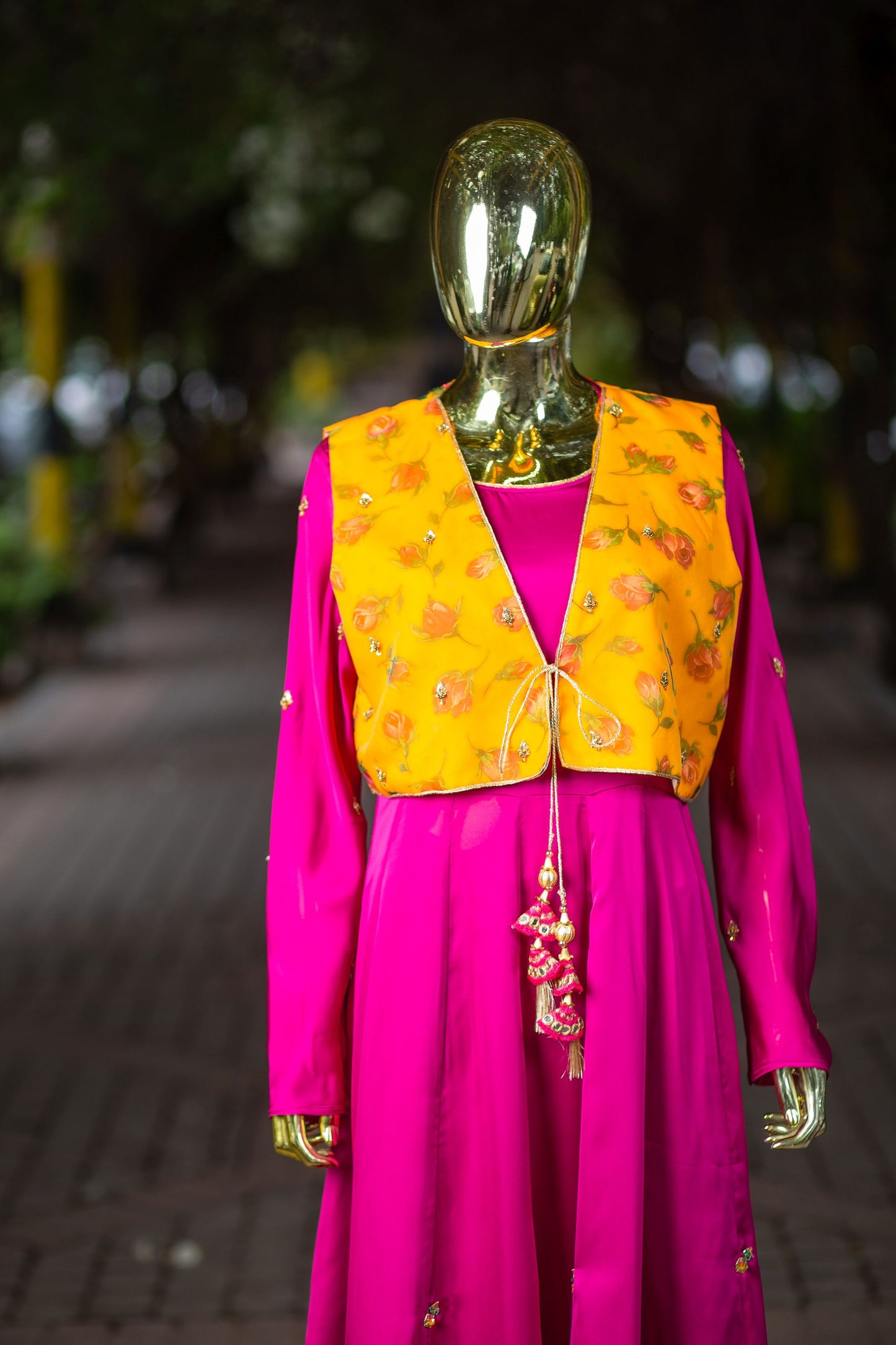 Desi Kurri Frock (Mustard/Magenta 2 Piece)